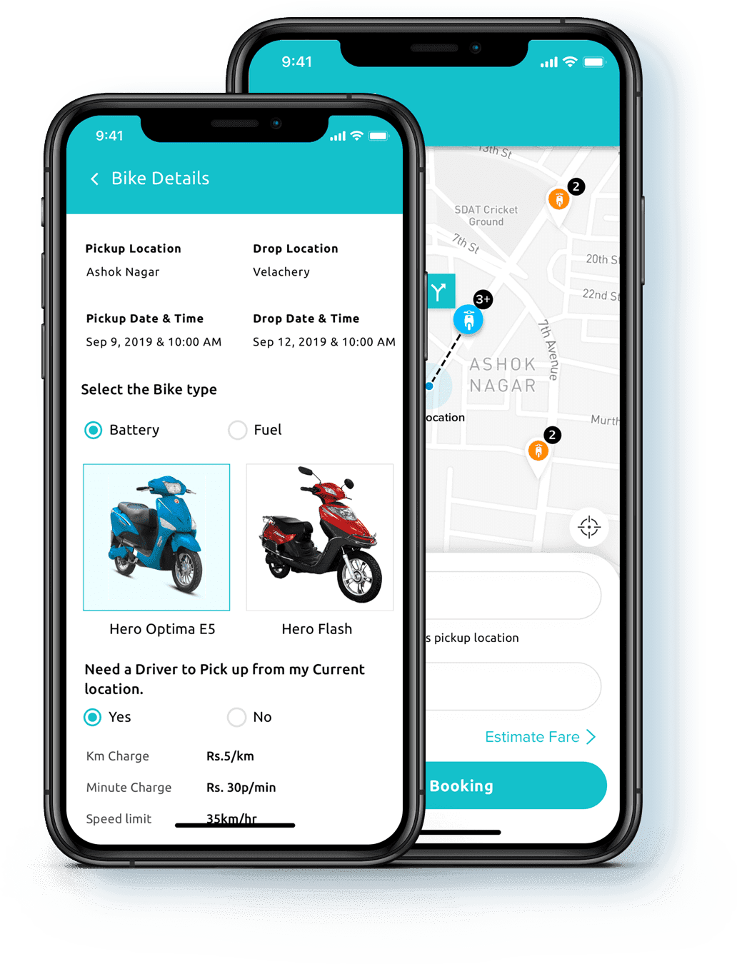 Hire eco friendly electric scooters for rent Apps