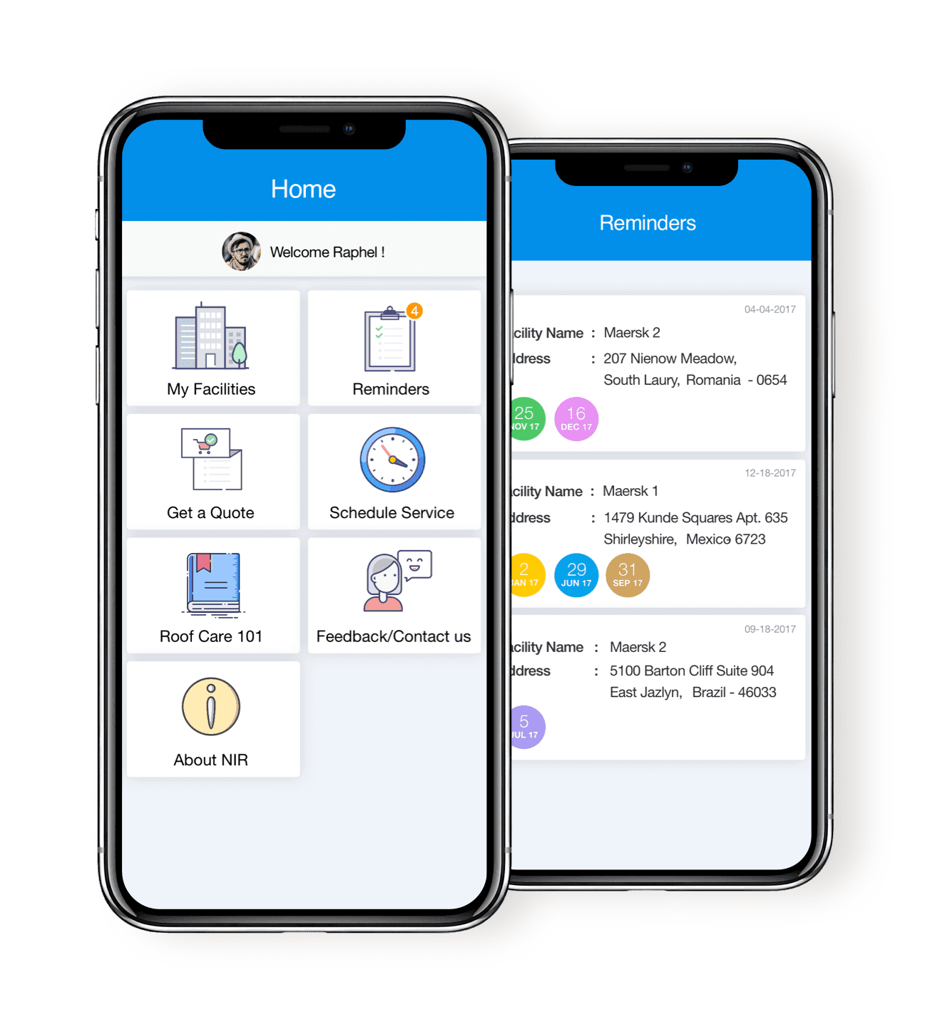 An end to end service platform specially made for roof care. Apps